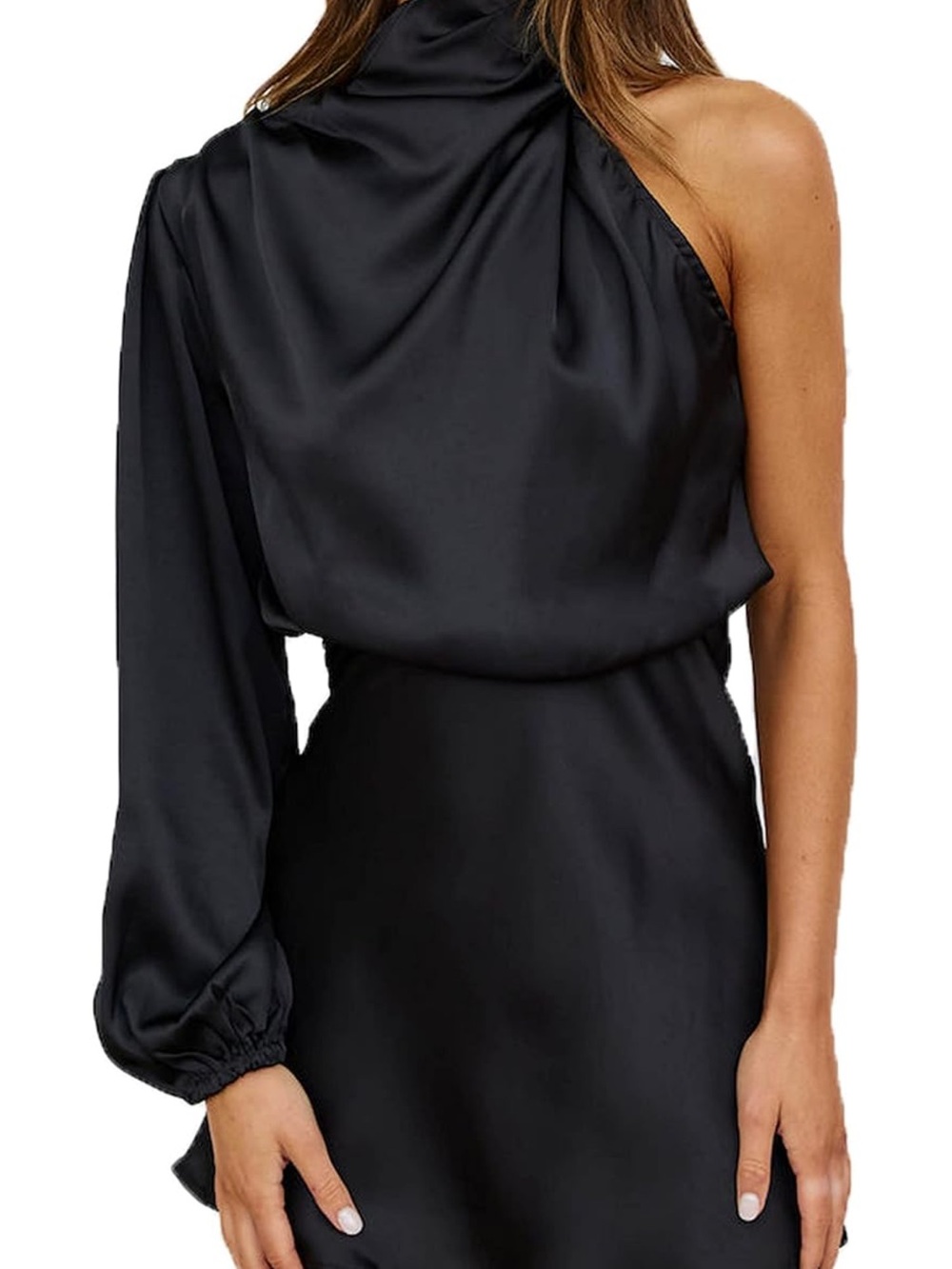 One shoulder satin dress